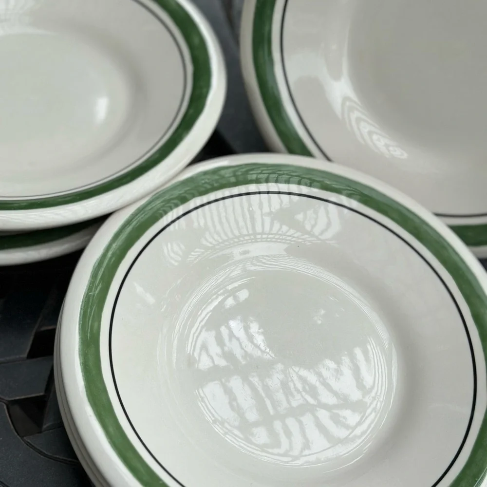 4 Vintage Mid Century Rimmed Pasta Salad or Soup 9 inch Bowls